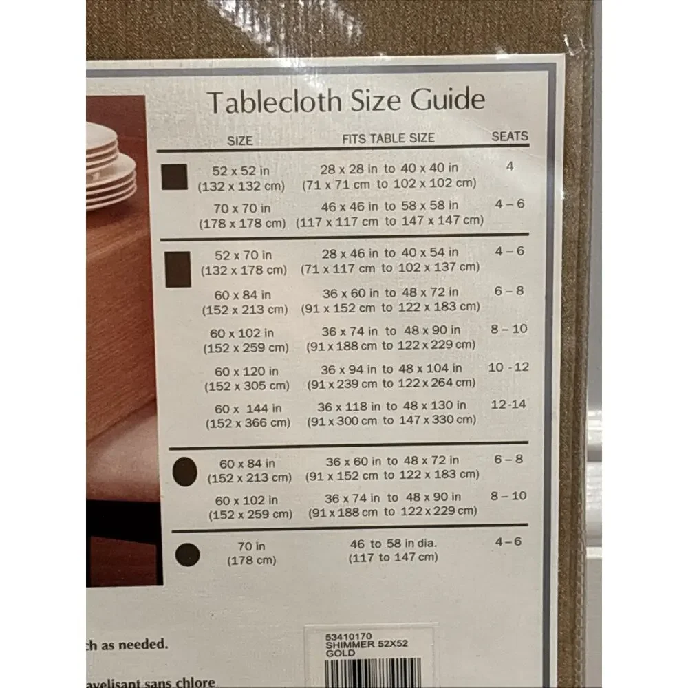 Bed Bath & Beyond Shimmer Tablecloth Gold 52x52” Brand New